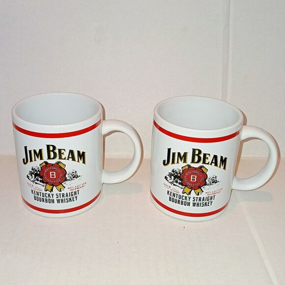 Vintage Jim Bean Bourbon Ceramic Coffee Cup-Set Of 2-2000-Double Sided-10 oz - Picture 3 of 8